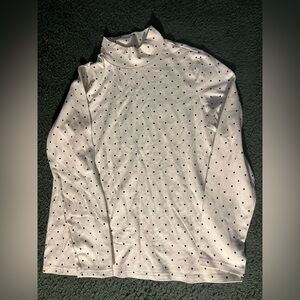 croft & barrow women’s XL White Top with Black Polka Dots